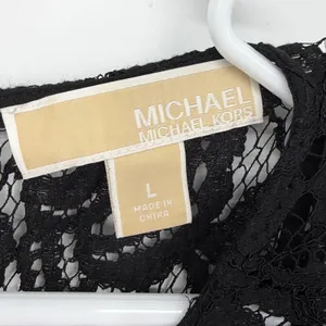 Michael Kors Black Lace‎ Sheer Blouse Lined Long Sleeve Romantic Goth Layered thumbnail 6