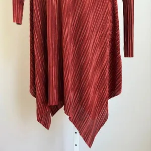 ASOS Boho Relaxed Witchy MobWife Lagenlook Plisse Asymmetric Dress‎ 10 Rust Red thumbnail 3