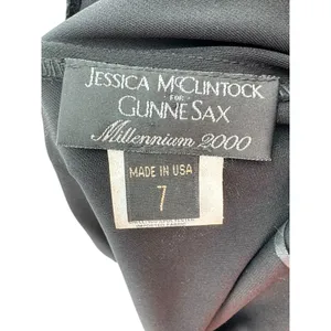Jessica McClintock Gunne Sax Millennium 2000 Vtg Black Gown Sz 7 Gold Straps Y2K thumbnail 8