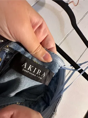 AKIRA NWT Embellished Rhinestone Light Blue Denim Mini Dress thumbnail 3