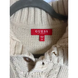 Guess Los Angeles Womens Cream Cable Knit Mock Neck Button Sweater Size M thumbnail 7