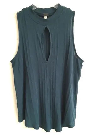 ‎Free People Faye teal keyhole sleeveless top S thumbnail 1