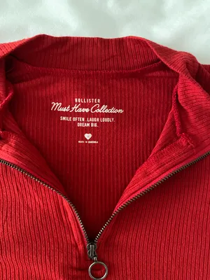 Hollister Red Zipper Crop Top thumbnail 3
