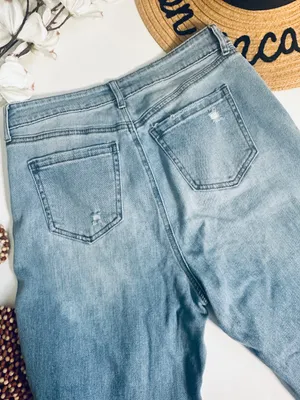Abound Light Wash Distressed Raw Hem Wide Leg Jeans Size 28 thumbnail 4