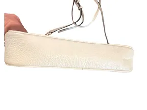 Michael Kors White Pebbled Leather Crossbody Bag Gold Tone Hardware Chain Purse thumbnail 3