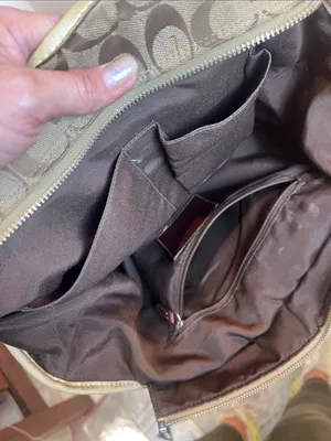 Coach Beige Signature Canvas Tote with Gold Trim thumbnail 13