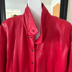 Y2K Red Leather Oversized Jacket Size L thumbnail 2