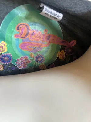 Desigual Gray V-Neck Long Sleeve Floral tee thumbnail 2