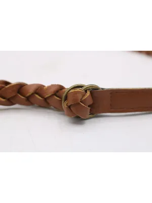 Brown Braided Vegan Leather Belt Thin w/ Ring Closure Boho Cottagecore Y2K Retro thumbnail 4
