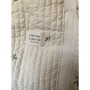 Quilted Embroidered Diaper Tote Bag Neutral Cream Ditsy Floral‎ Cottagecore Baby thumbnail 5