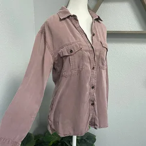 American Eagle Dust Rose Pink Purple Button Up Shirt Long Sleeve Collared thumbnail 2