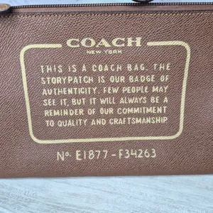 COACH F34263 Large Storypatch Creed Wristlet Pouch Saddle Tan Brown Zip Clutch thumbnail 3
