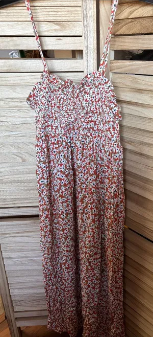 Patrons of Peace Smocked Maxi Dress in Rust & White Small thumbnail 1