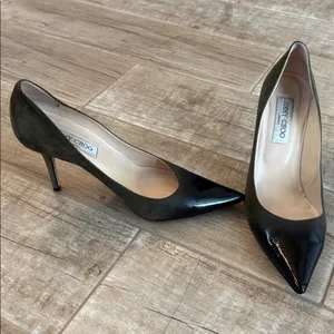 Jimmy Choo Patent Suede Black/Military 3” Heels thumbnail 4