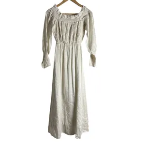 All Saints Lary White Linen Silk Shoulder Long Sleeve Slit Midi Dress Size 6 thumbnail 16