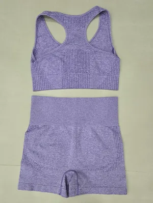 Gymshark Seamless Purple Sports Bra & High-Waist Shorts Set Size S thumbnail 2