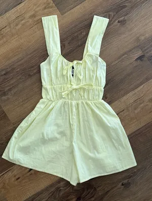 Reclaimed‎ Vintage western milkmaid tie front playsuit in yellow NWOT Sz XS ASOS thumbnail 1