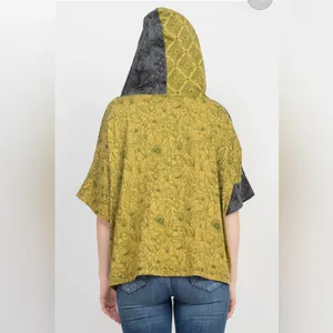 Patchwork Pullover Hoodie Size S/M Green thumbnail 3