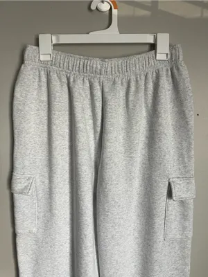 NO BOUNDARIES Light Heather Gray Cargo Wide Leg Joggers Sz M thumbnail 2