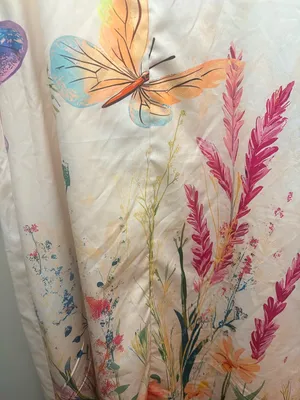 Women’s Cream Floral nightgown with Colorful Botanical Print 3/4 sleeves thumbnail 8