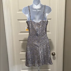 1.STATE‎ Silver Sequin Wrap Mini Dress Size Small NWT thumbnail 7