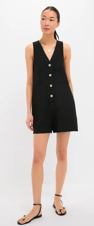 Tuckernuck Black Textured Myla Romper thumbnail 1