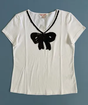 NWT Brooks Brothers Red Fleece White Black‎ Sequin Bow Short Sleeve Shirt thumbnail 1