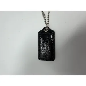 Coach Patent Leather Logo Hangtag Replacement Charm Black Silver Chain Unisex OS thumbnail 3