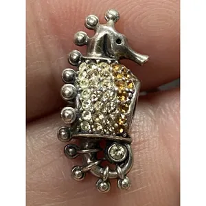 Chamilia ORANGE OMBRE SEAHORSE Swarovski Crystals & Sterling Charm MISSING 1 Gem thumbnail 2