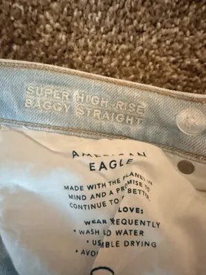 Light Wash American Eagle Distressed baggy high rise thumbnail 4