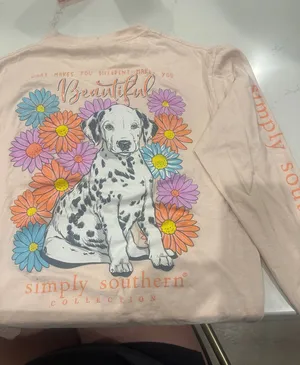 Simply Southern long sleeve Dalmatian flower long sleeve shirt medium thumbnail 1