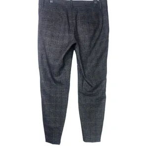 ZARA Gingham Straight Leg Ankle Crop Flat Front Mid Rise 6 Trouser Pants Brown thumbnail 3