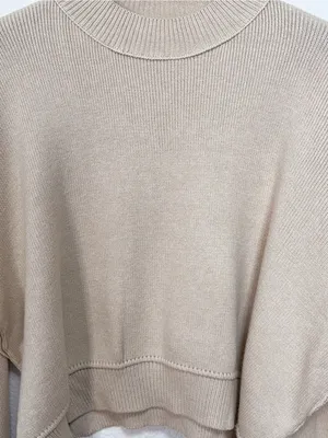Miss Sparkling Beige Dolman Sleeve Relaxed Oversized Knit Sweater NWOT thumbnail 3
