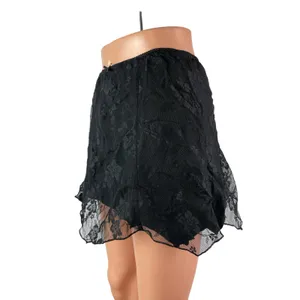 Urban Outfitters Women's Black Floral Lace Sheer Mesh Mini Flare A-Line Skirt M thumbnail 2
