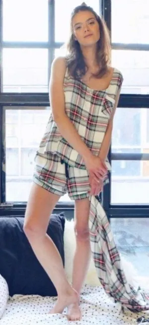 NWT Plush Apparel Plaid 2‎ Piece Pajama Set Small Red thumbnail 1