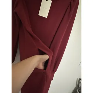 Alex Marie Womens Burgundy Funnel Neck Puff Sleeve Shift Dress 6 thumbnail 10