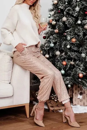 Mustard seed sequin pants thumbnail 1