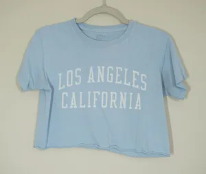 J. Galt Brandy Melville Los Angeles California Cropped Graphic T-Shirt Blue OS thumbnail 1