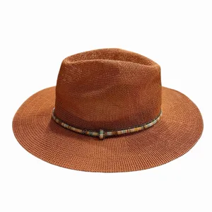 Anthropologie Cali Dream Rust Boho Wide Brim‎ Fedora Hat Beaded Band One Size thumbnail 2