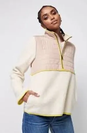 Faherty Sherpa Cobble Hill Quarter Zip Pullover Cream Small EUC‎ thumbnail 1