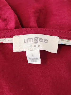 Umgee Burgundy Satin Sheen Babydoll Blouse Size Large thumbnail 5