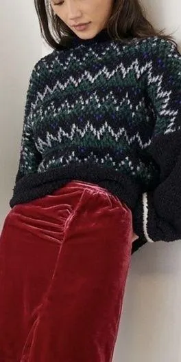 Anthropologie Connie Ruched Velvet Mini Skirt Jewel Tone Deep Red 10 thumbnail 1