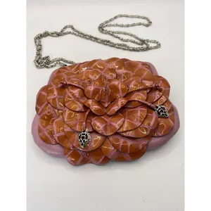 Brighton Coin‎ Purse Crossbody Bag Rosalie Flower Red Burgundy Leather Kiss Lock thumbnail 2