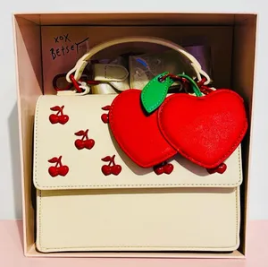 🍒👜BETSEY JOHNSON Cherry Top Handle Crossbody with Cherry Charm Chalk (Cream) Red thumbnail 1