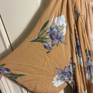 Umgee Mustard‎ Kimono Cardigan Boho Floral Coverup Lace Trim Size XL/1XL thumbnail 3