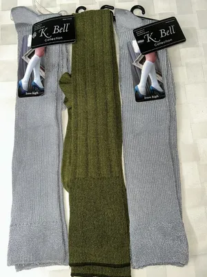 K. Bell Women’s Knee-High Socks in Shimmery Olive and Silver thumbnail 1