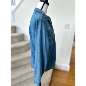 Vintage Embroidered Denim Safari Animal Jacket Leopard Vest Insert thumbnail 5