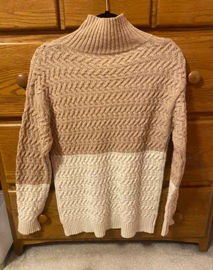 Color Block Sweater Tan Size M thumbnail 2