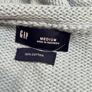 Gap Women Light Blue 100% Cotton Shaker Knit Crew Neck Sweater Size Medium thumbnail 4