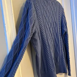 Preswick & Moore Womens Blue Cable Knit V‎ Neck Sweater Size L Cotton Blend thumbnail 6